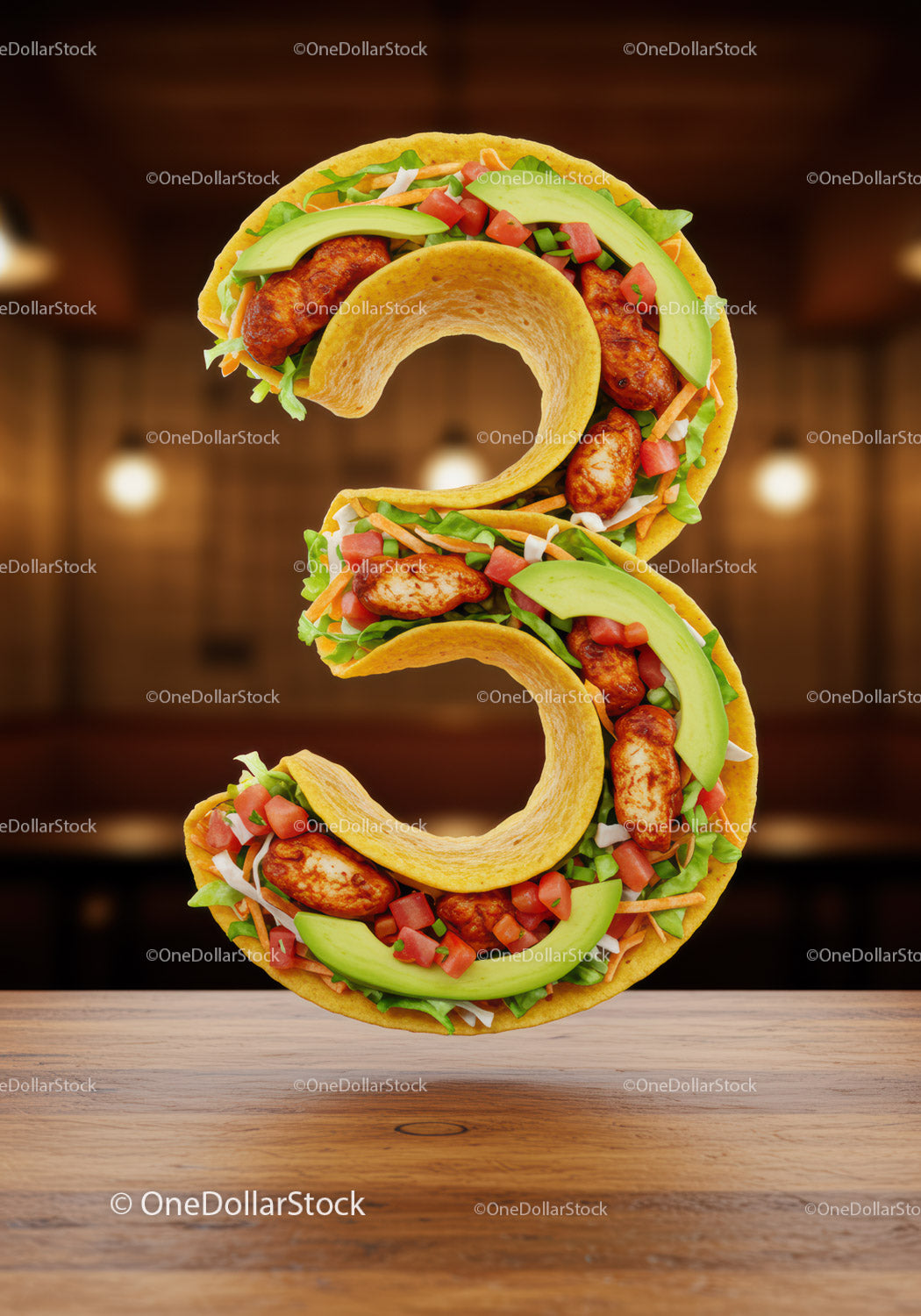 Taco Number Three with Fresh Avocado and Chicken Filling