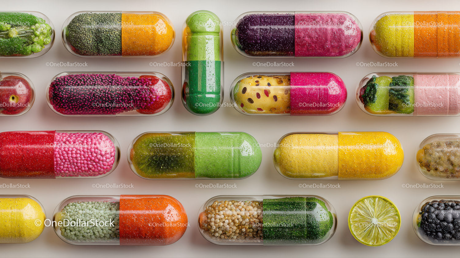 Kolorowy asortyment kapsułek i tabletek do użytku medycznego i farmaceutycznego