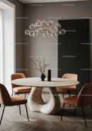 Elegant Dining Room with Marble Table and Velvet Chairs