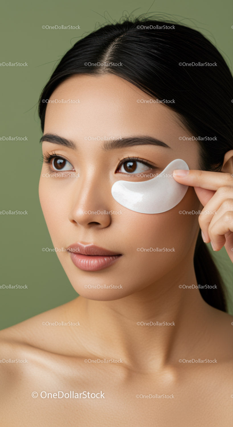 Young Woman Applying Eye Mask for Skincare Treatment