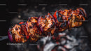 Juicy grilled chicken skewers with onion on barbecue
