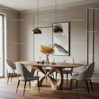 Modern Dining Room with Wooden Table and Stylish Chairs