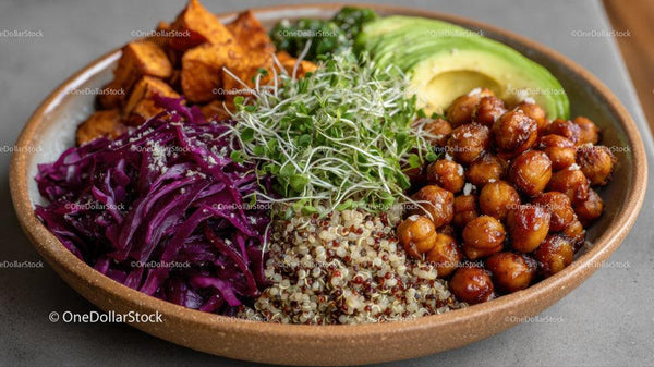 Colorful Vegetarian Quinoa Salad with Chickpeas and Avocado