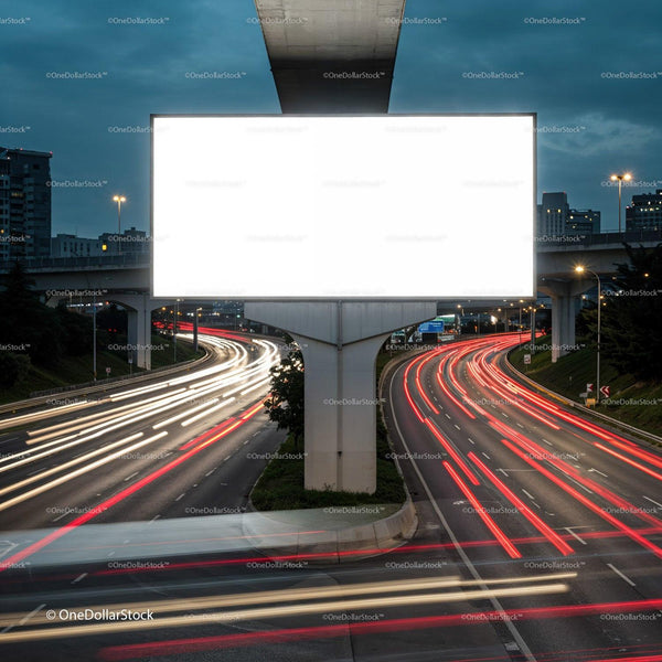 Long Exposure Traffic Lights on Urban Highway at Dusk JPG Mockup Image
