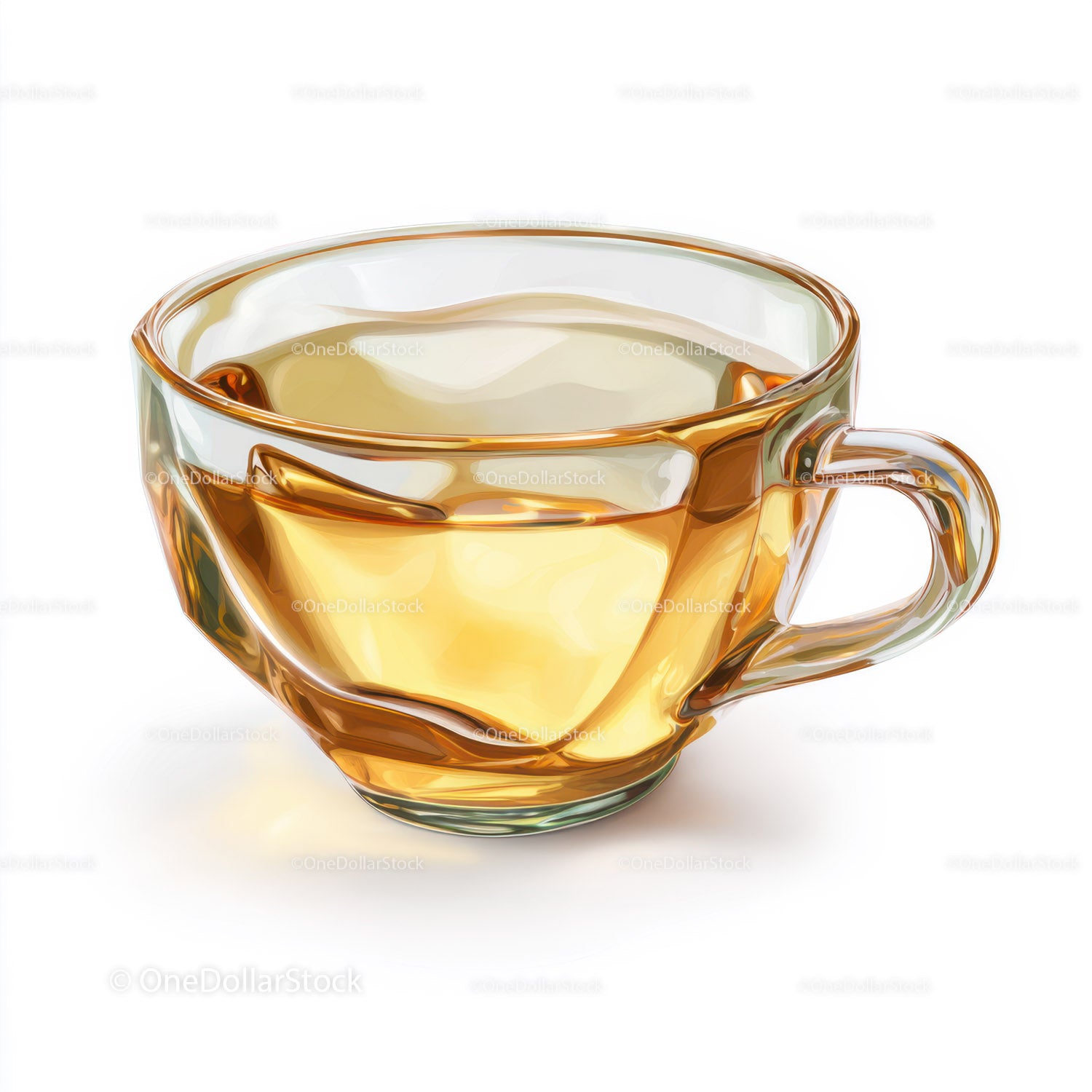 Elegant Clear Glass Tea Cup with Amber Liquid for Refreshing Drinks
