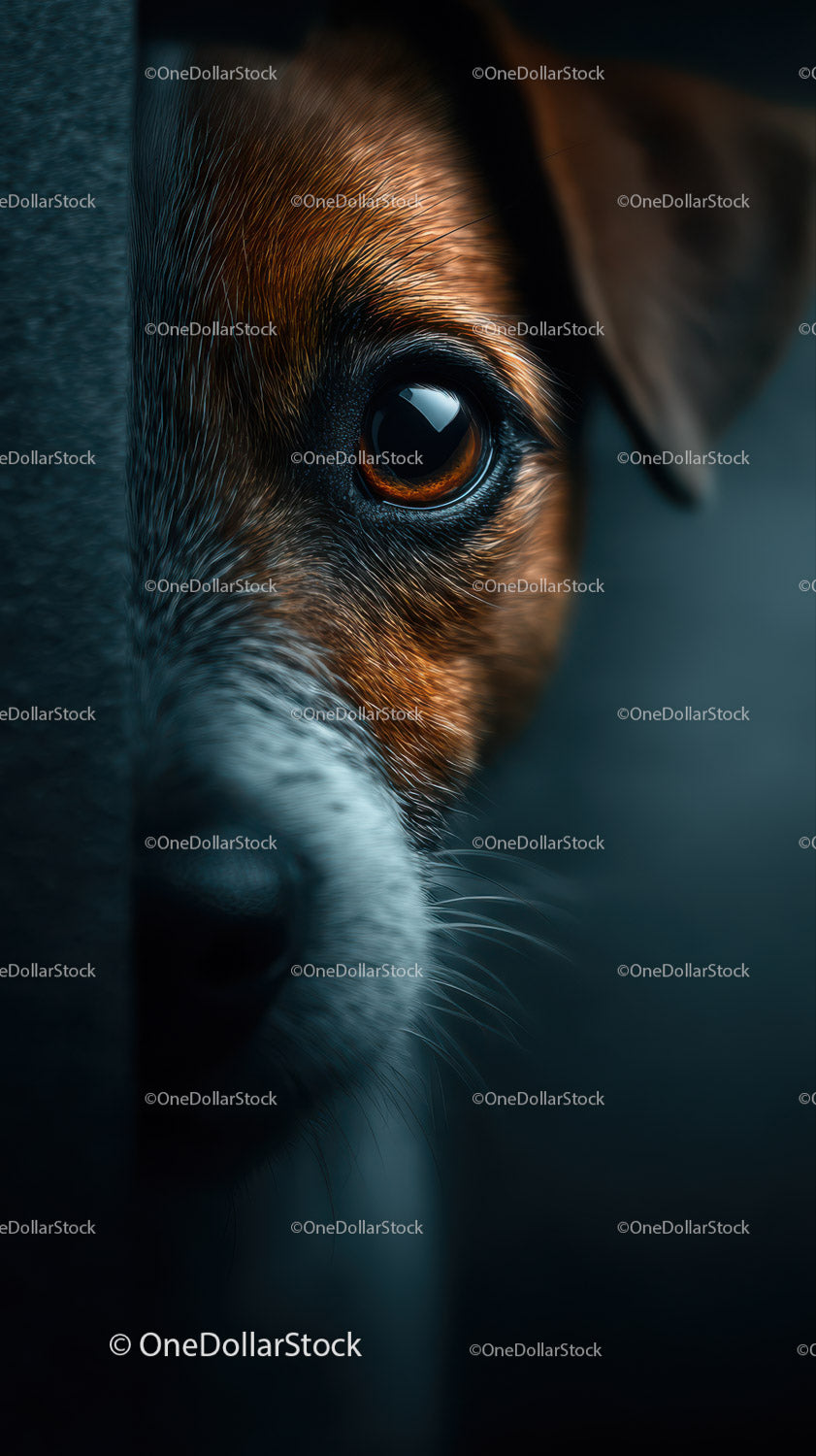 Close-up of a Dog's Eye with Detailed Fur Texture and Expressive Gaze