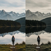 Before and after Shadowy Earth LUT Pack effect