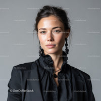 Elegant Woman with Black Jewelry and Stylish Outfit