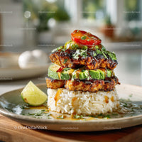 Grilled Chicken with Cilantro and Lime Served on Rice