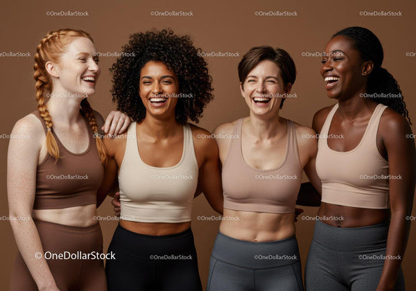Diverse women sharing joy in casual activewear