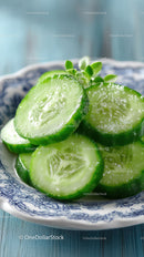 Fresh Cucumber Slices on Elegant Plate for Healthy Eating