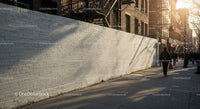 City Sidewalk with Pedestrians and Tree Shadows
