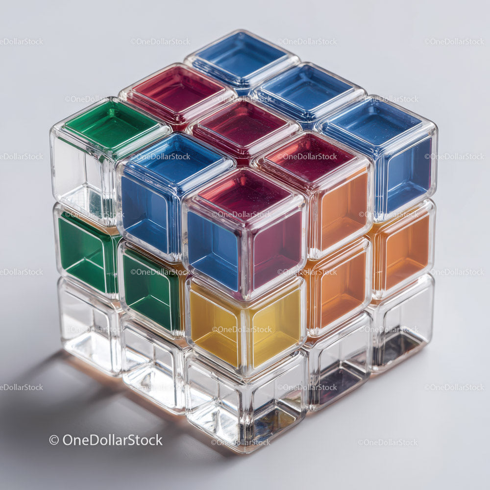 Colorful Transparent Cube Puzzle for Modern Office Decor