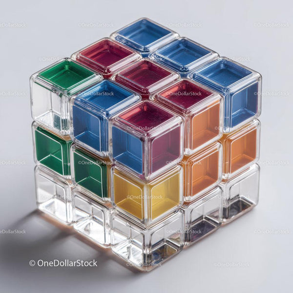 Transparent Puzzle Cube With Colored Inserts