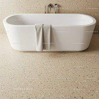 Elegant Modern White Bathtub in Contemporary Bathroom Setting