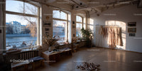 Bright Sunlit Dance Studio with Ballet Shoes and Costumes