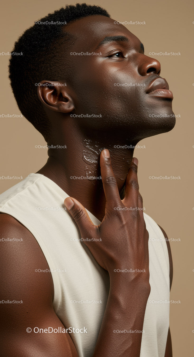 Portrait of Confident Black Man with Smooth Skin and Natural Glow