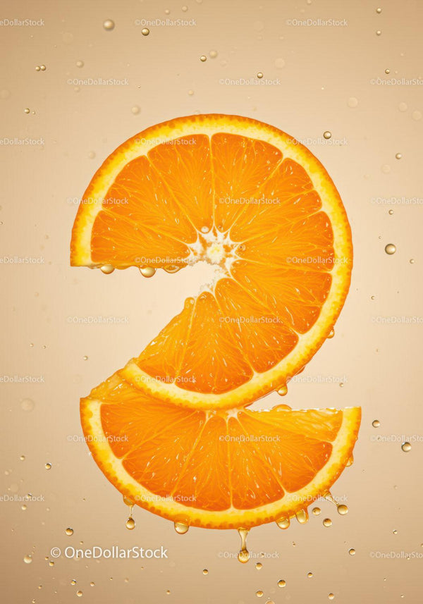 Fresh Orange Slices with Juicy Drops on Light Background