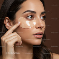 Close-Up of Woman Applying Eye Patches for Skincare Treatment