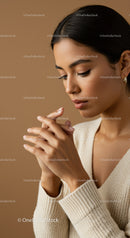 Elegant Woman Portrait with Natural Makeup and Sleek Black Hair