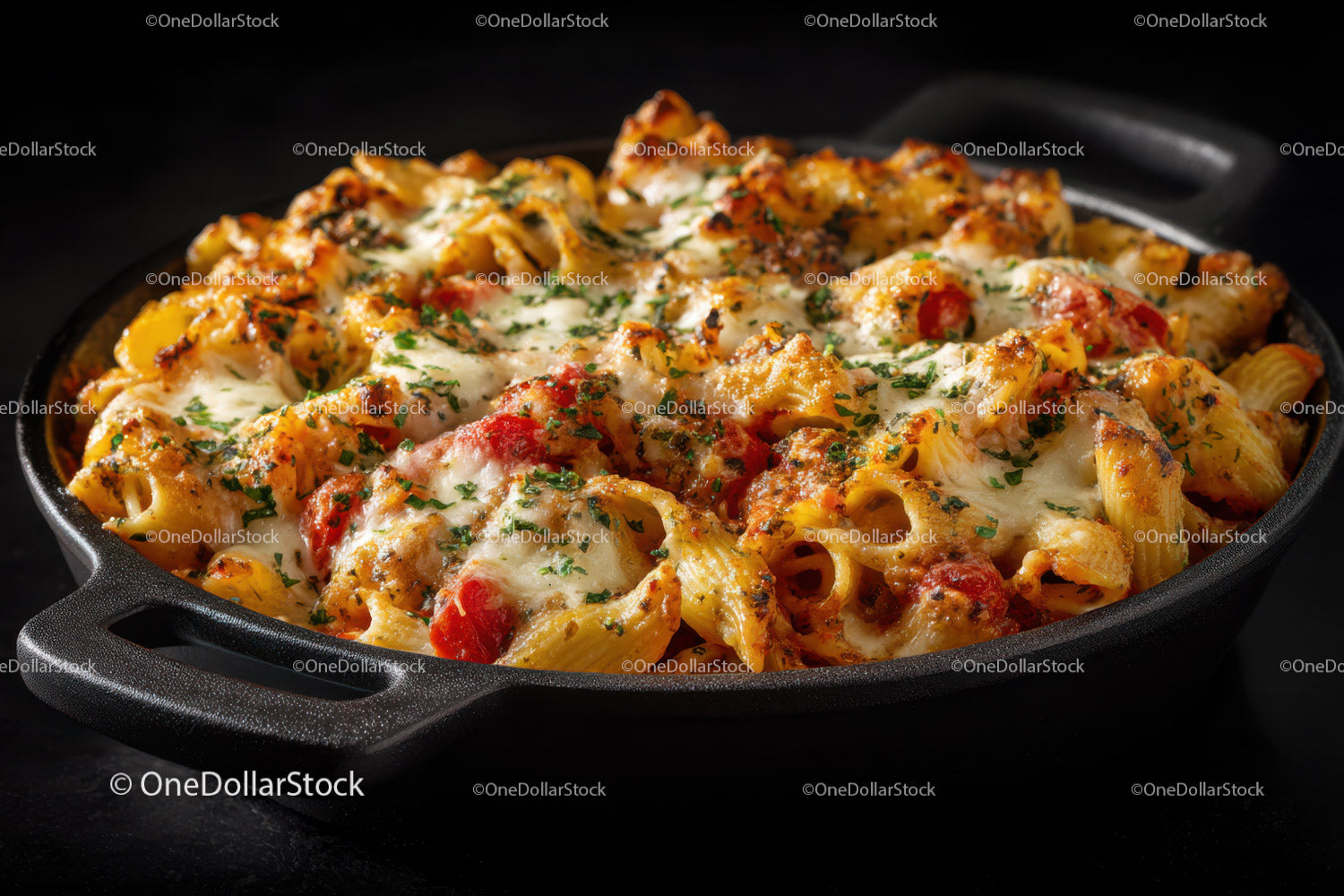 Cheesy Baked Penne Pasta with Cherry Tomatoes and Basil