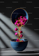 Floating bowls pouring vibrant dragon fruit cubes and cereal