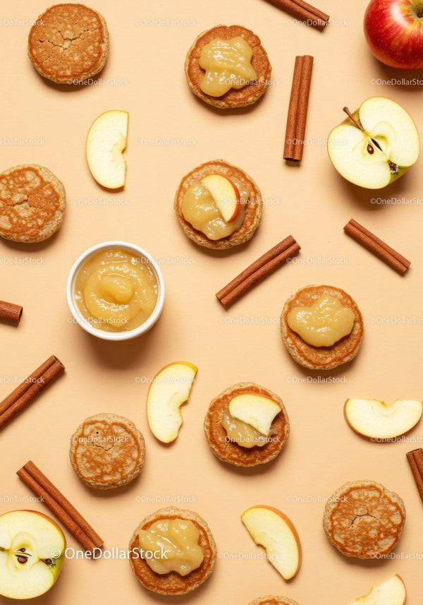 Mini Pancakes with Applesauce and Cinnamon Sticks