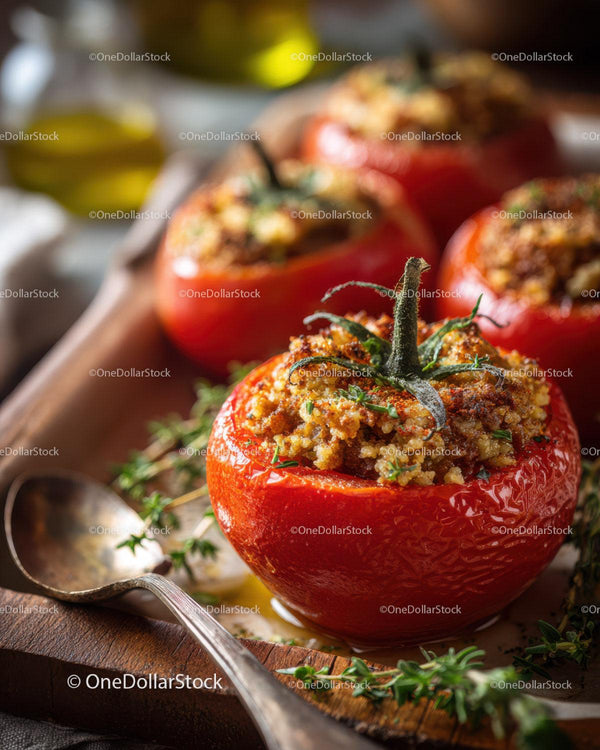 Fresh Stuffed Roasted Tomatoes with Herbs and Spices