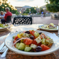 Colorful Greek Salad with Tomatoes Cucumber Feta Cheese and Olives