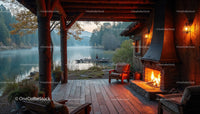 Rustic Cabin Porch with Firepit and Scenic River View