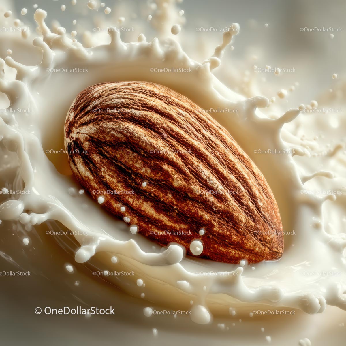 Almond Splashed in Creamy Milk for a Delicious Snack