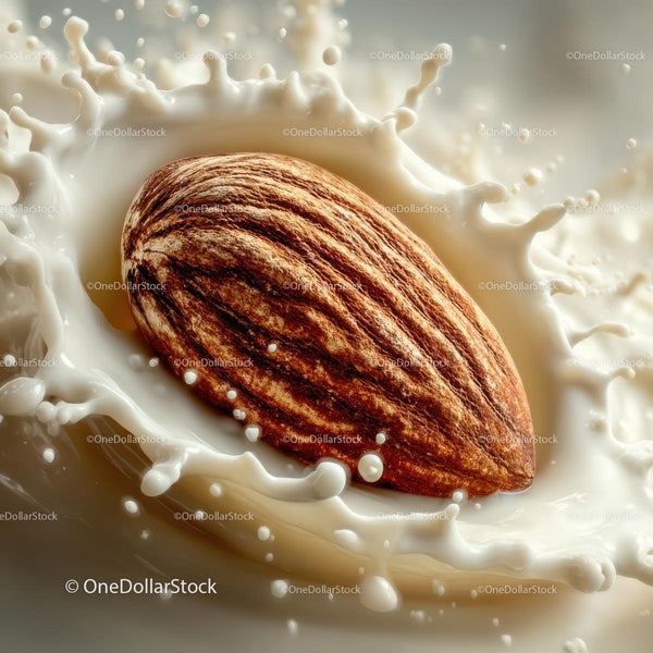 Almond Splashed in Creamy Milk for a Delicious Snack