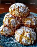 Crunchy Lemon Cookies Dusterd with Powdered Sugar Freshly Baked