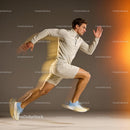 Athlete sprinting with dynamic motion blur effect