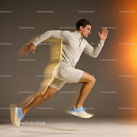 Athlete sprinting with dynamic motion blur effect