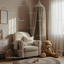 Cozy nursery corner with armchair and teddy bear
