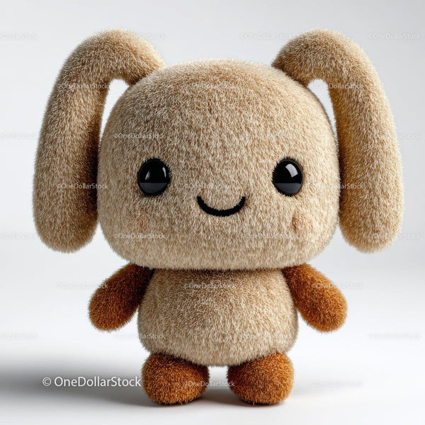 Cute Beige Plush Bunny With Brown Paws