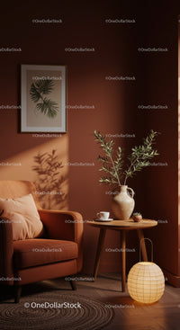 Cozy corner with armchair and warm ambient light