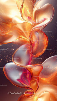 Bright abstract glass sculpture with flowing shapes and luminous glow
