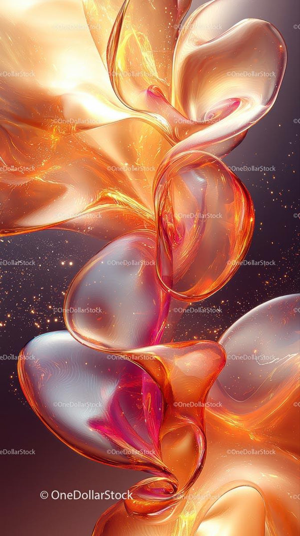 Bright abstract glass sculpture with flowing shapes and luminous glow