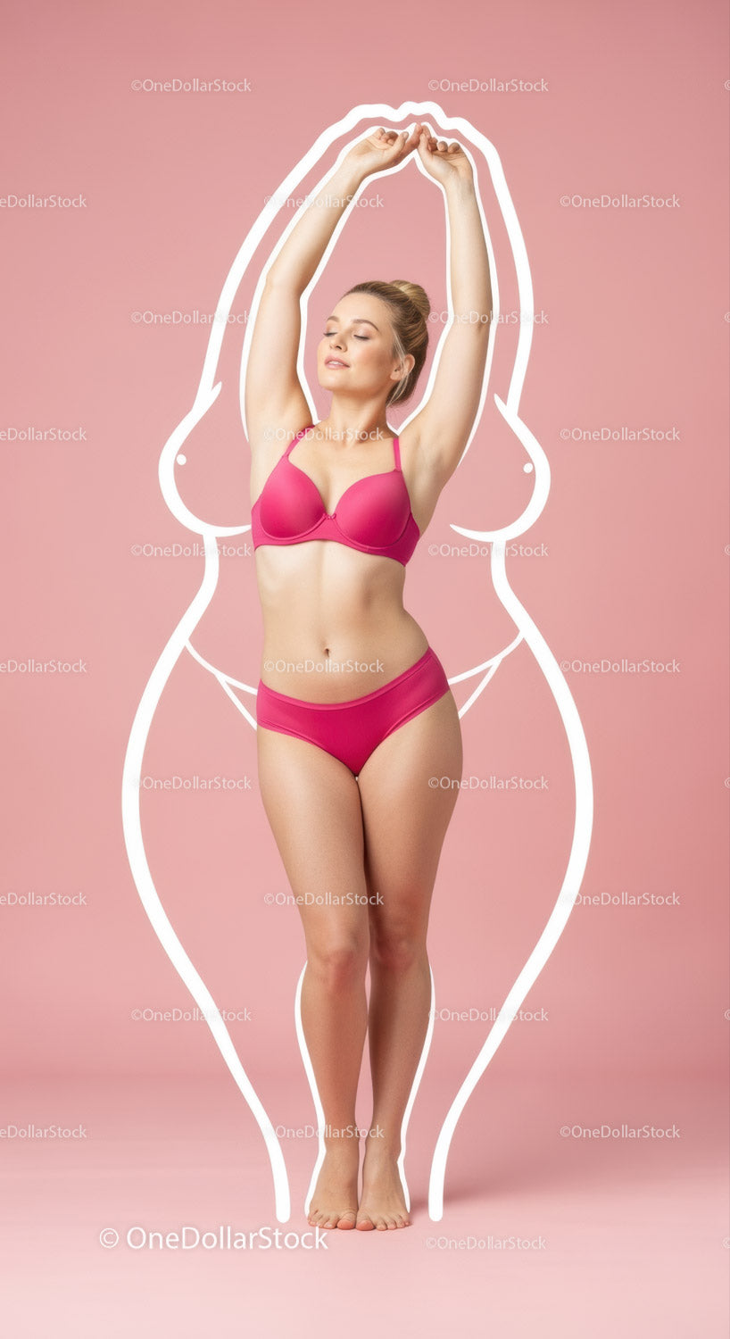 Elegant Woman in Pink Lingerie Demonstrates Confidence and Self-love
