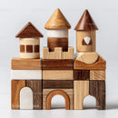 Set of Colorful Wooden Blocks and Shapes for Children's Play
