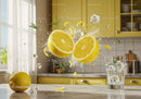 Fresh Lemon Explosion with Ice Cubes and Herbs