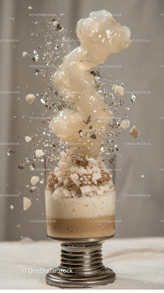 Creamy Dessert with Explosive Splash in a Stylish Glass