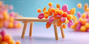 Colorful Artificial Flower Bouquet with Orange Pink Leaves and Yellow Blooms