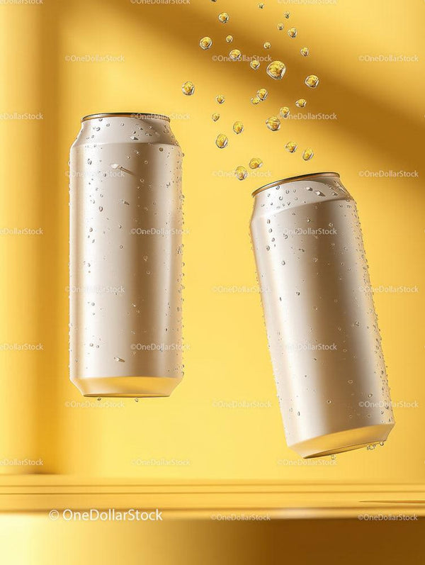 Sparkling Beverage with Falling Bubbles and Splash Effect