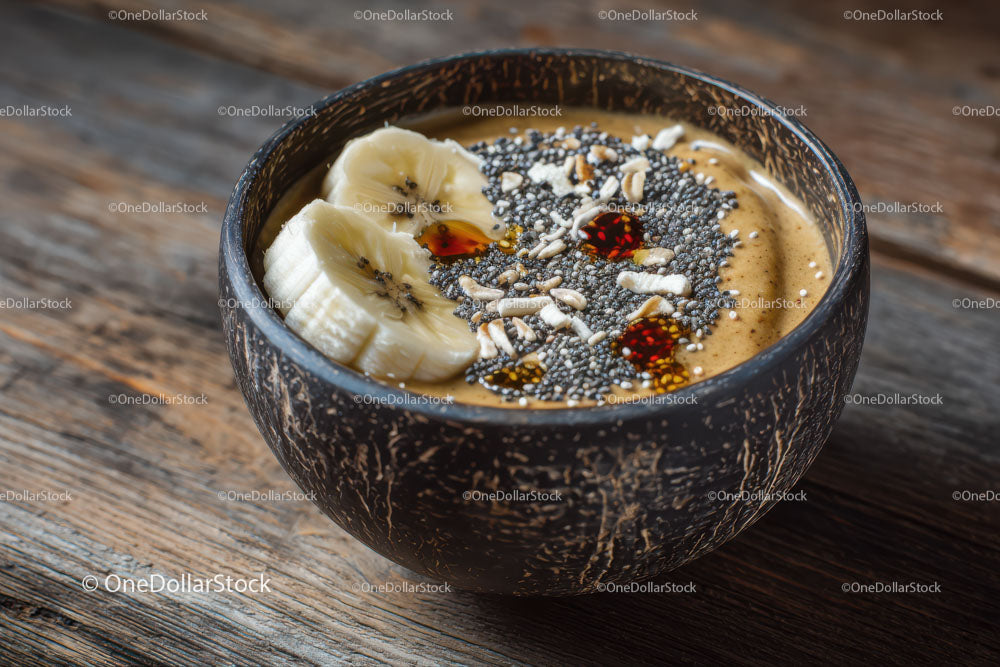 Pyszna miska smoothie z bananami i nasionami chia