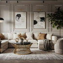 Elegant modern living room with beige sofa and gold accents
