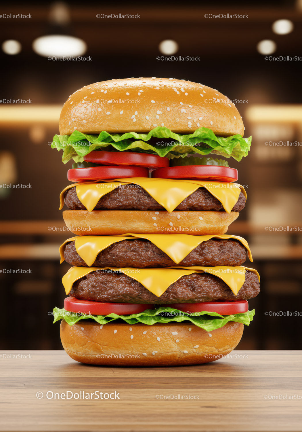 Podwójny cheeseburger ze świeżą sałatą i pomidorem