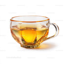 Elegant Clear Glass Tea Cup with Amber Liquid for Refreshing Drinks